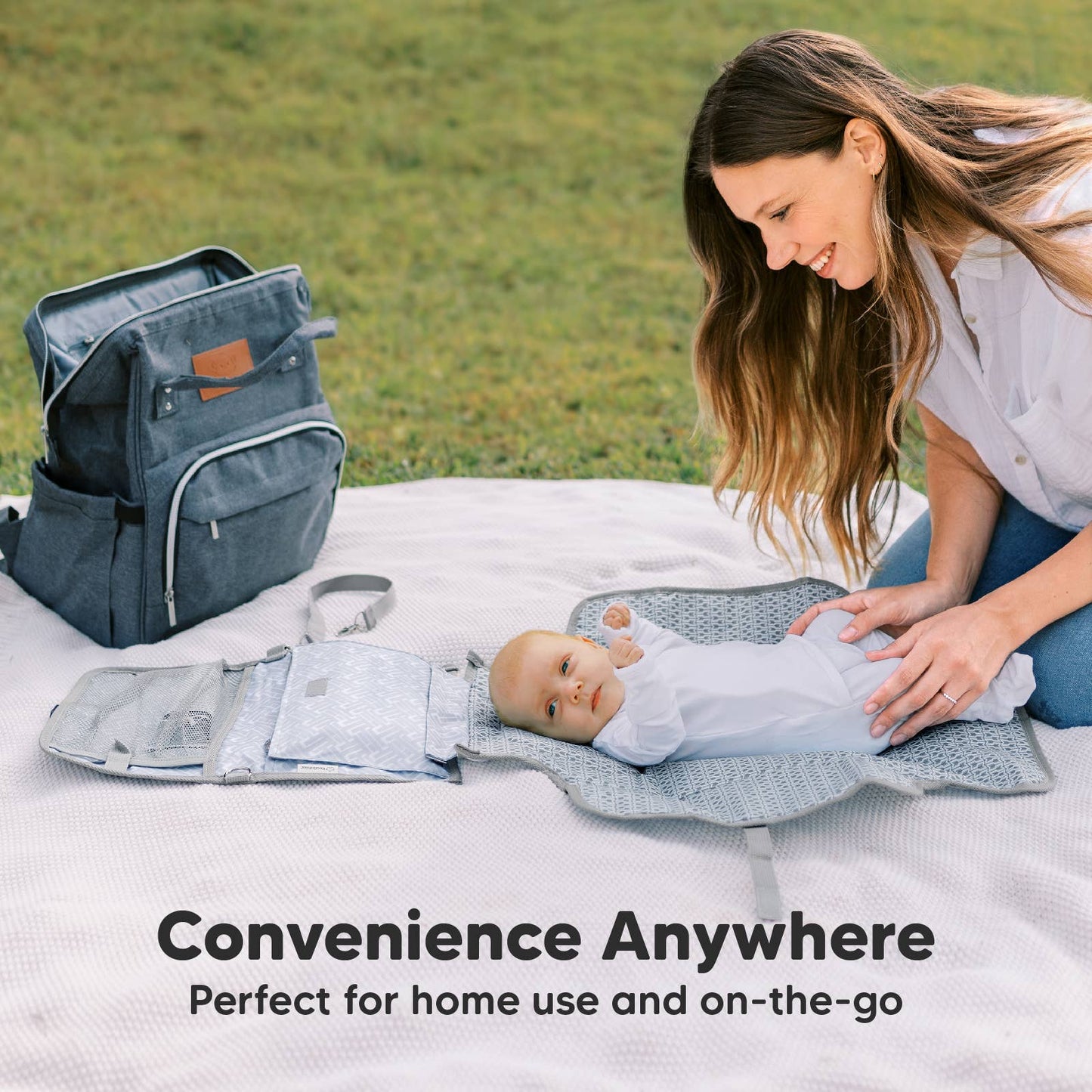 KeaBabies Ezee Portable Diaper Changing Pad - Gray Mod