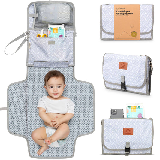 KeaBabies Ezee Portable Diaper Changing Pad - Gray Mod