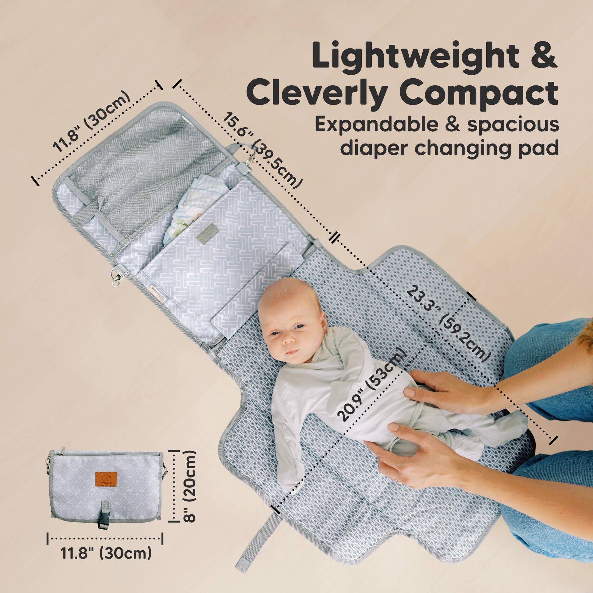 KeaBabies Ezee Portable Diaper Changing Pad - Gray Mod