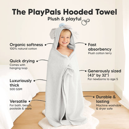 KeaBabies Playpals Hooded Baby Bath Towel - Ella