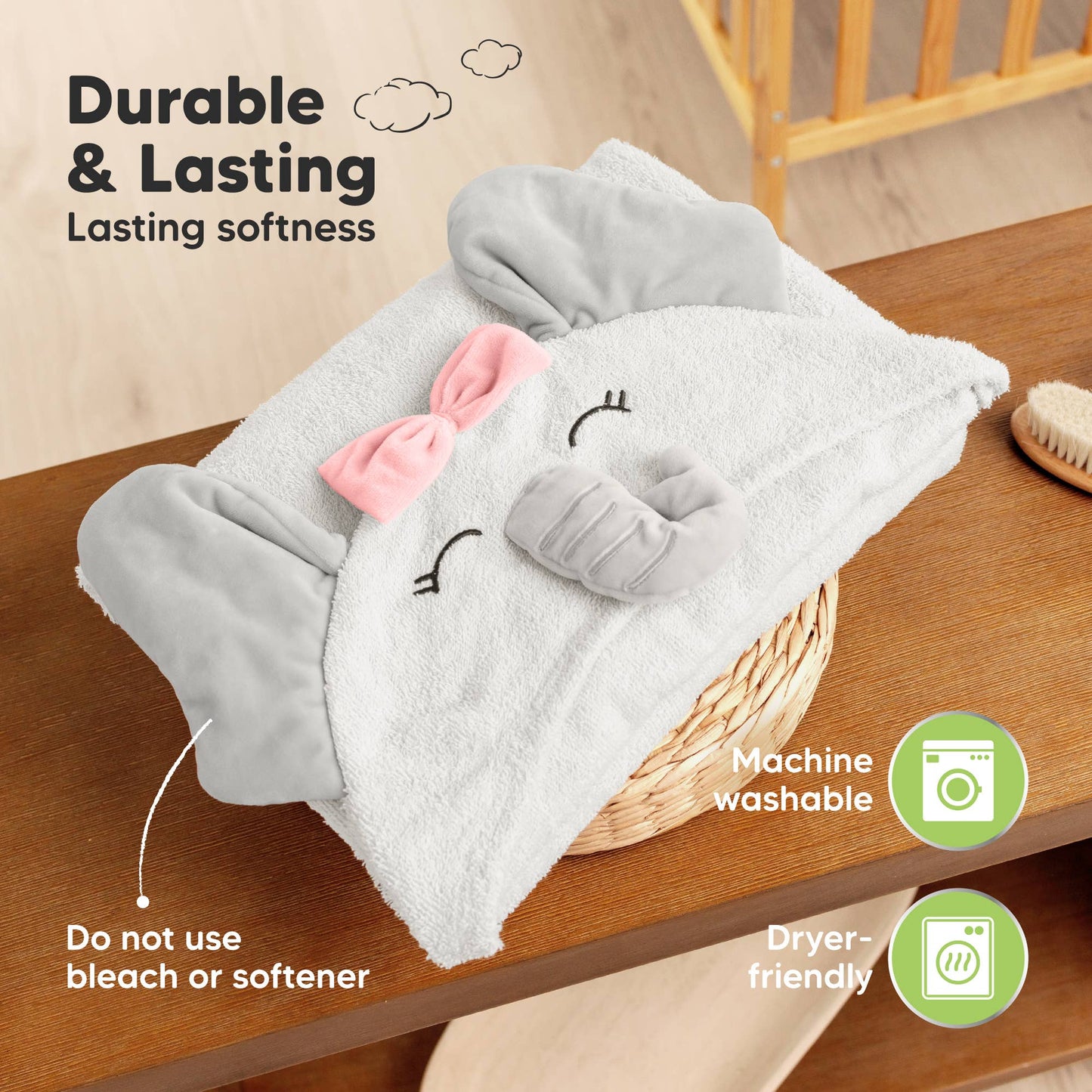 KeaBabies Playpals Hooded Baby Bath Towel - Ethan
