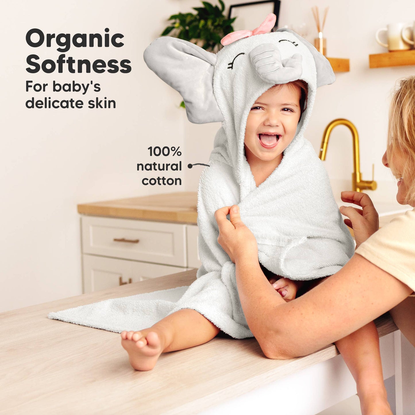 KeaBabies Playpals Hooded Baby Bath Towel - Ethan