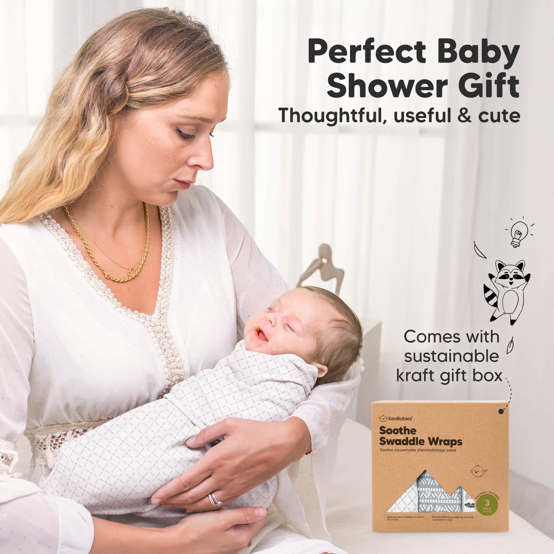 KeaBabies Soothe Baby Swaddles 3 Pack - ABC Land Cloud image 11