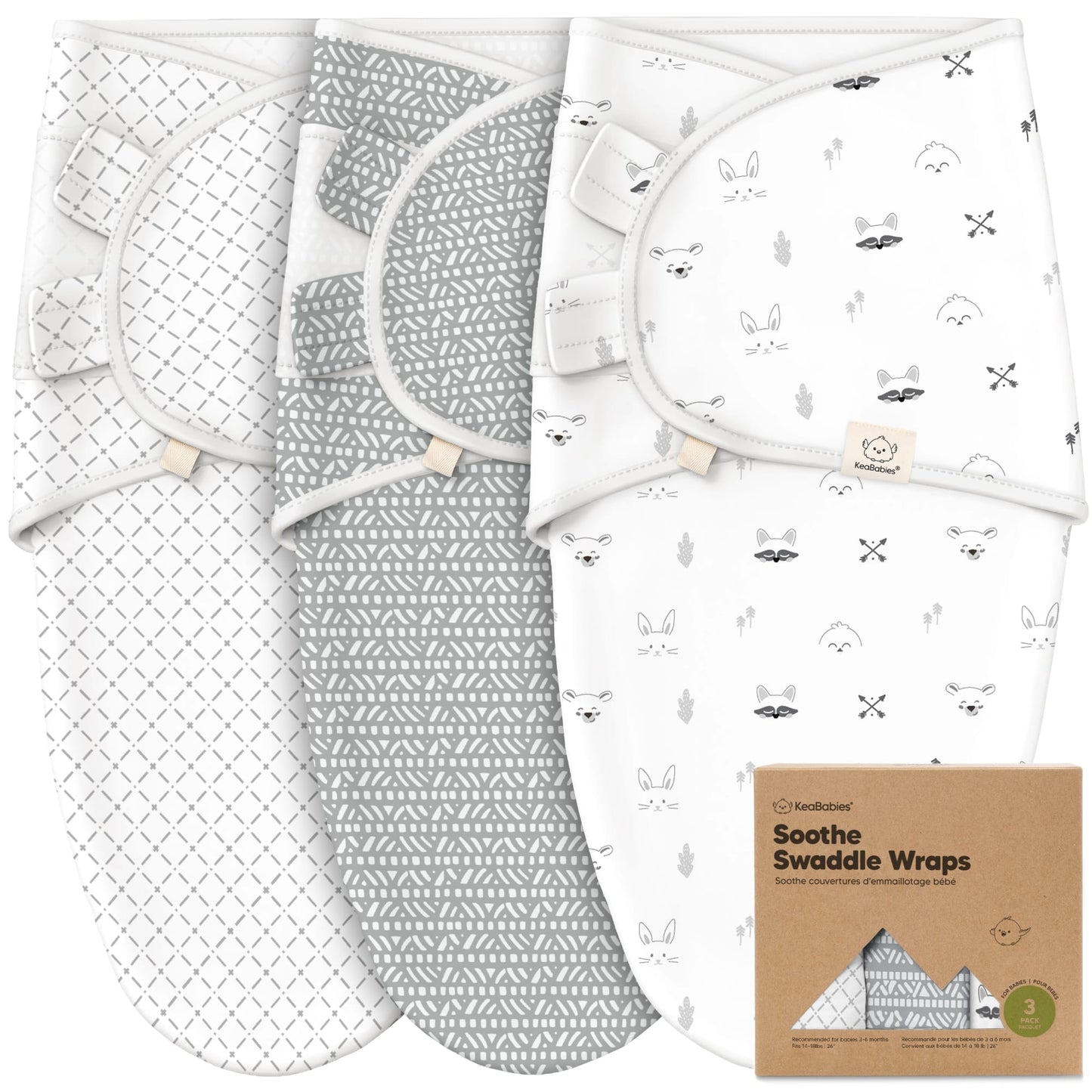 KeaBabies Soothe Baby Swaddles 3 Pack - ABC Land Cloud image 12