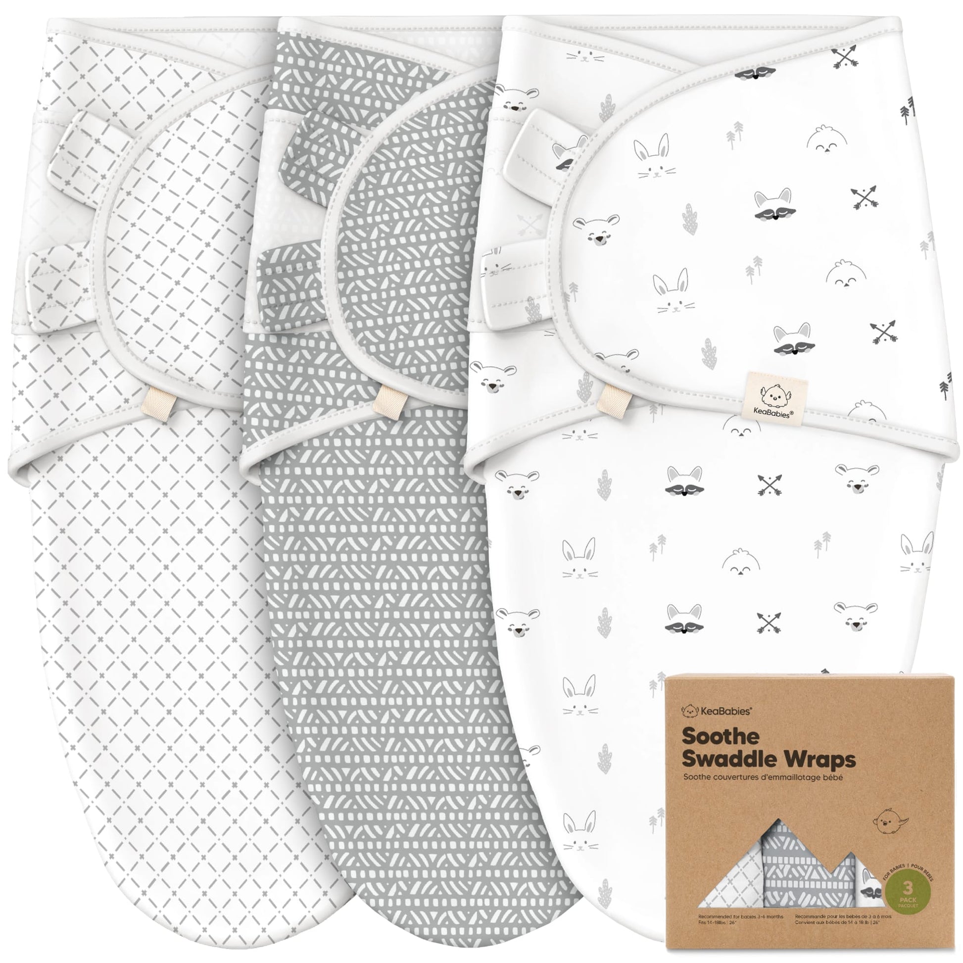 KeaBabies Soothe Baby Swaddles 3 Pack - ABC Land Cloud image 12