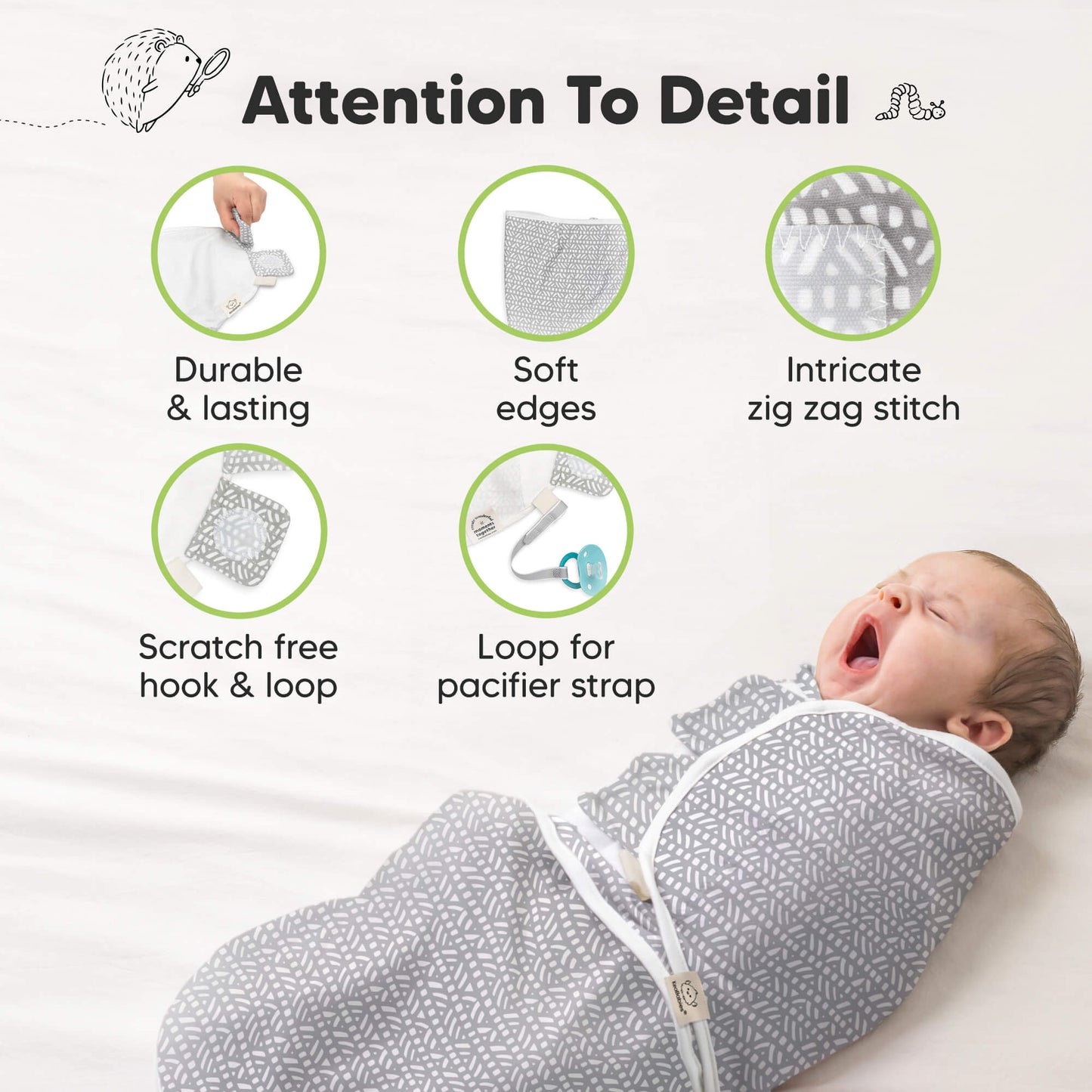 KeaBabies Soothe Baby Swaddles 3 Pack - Blossom image 10