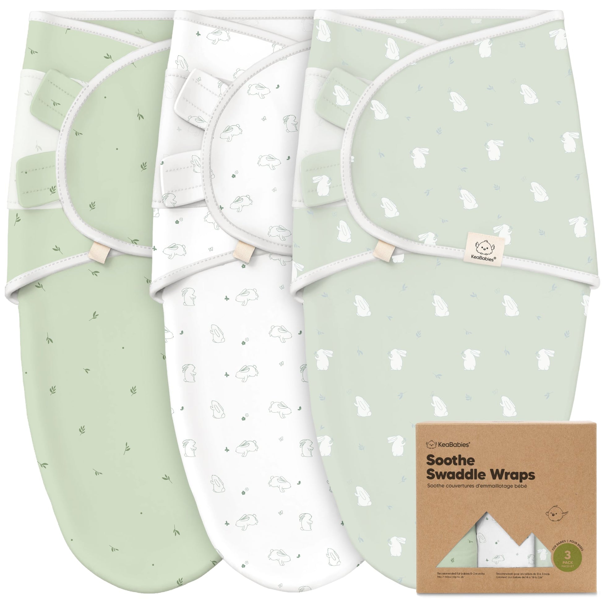 KeaBabies Soothe Baby Swaddles 3 Pack - Blossom image 13