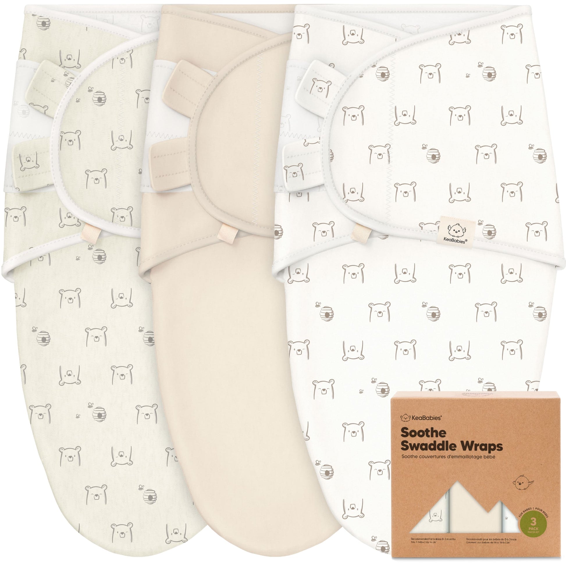 KeaBabies Soothe Baby Swaddles 3 Pack - Blossom image 15
