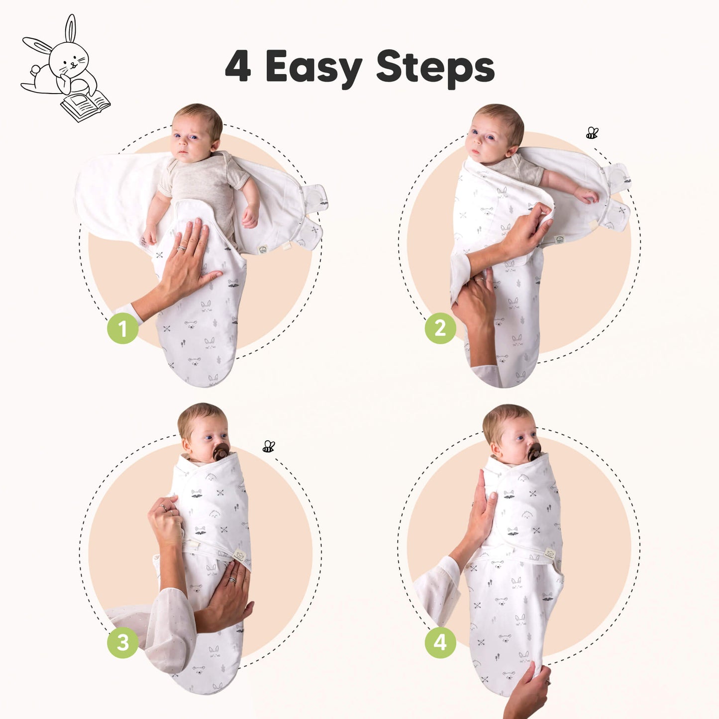 KeaBabies Soothe Baby Swaddles 3 Pack - Blossom image 5