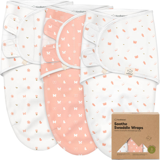 KeaBabies Soothe Baby Swaddles 3-Pack - Butterflies