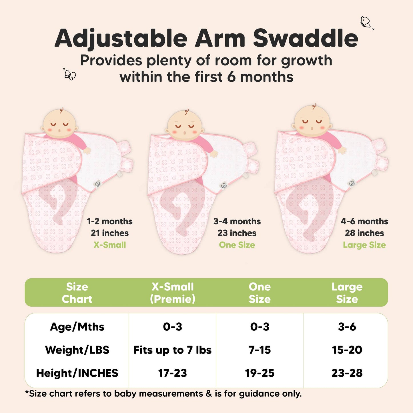 KeaBabies Soothe Baby Swaddles 3-Pack - Butterflies