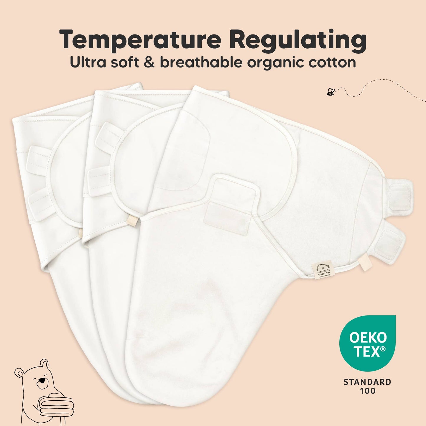 KeaBabies Soothe Baby Swaddles 3-Pack - Butterflies