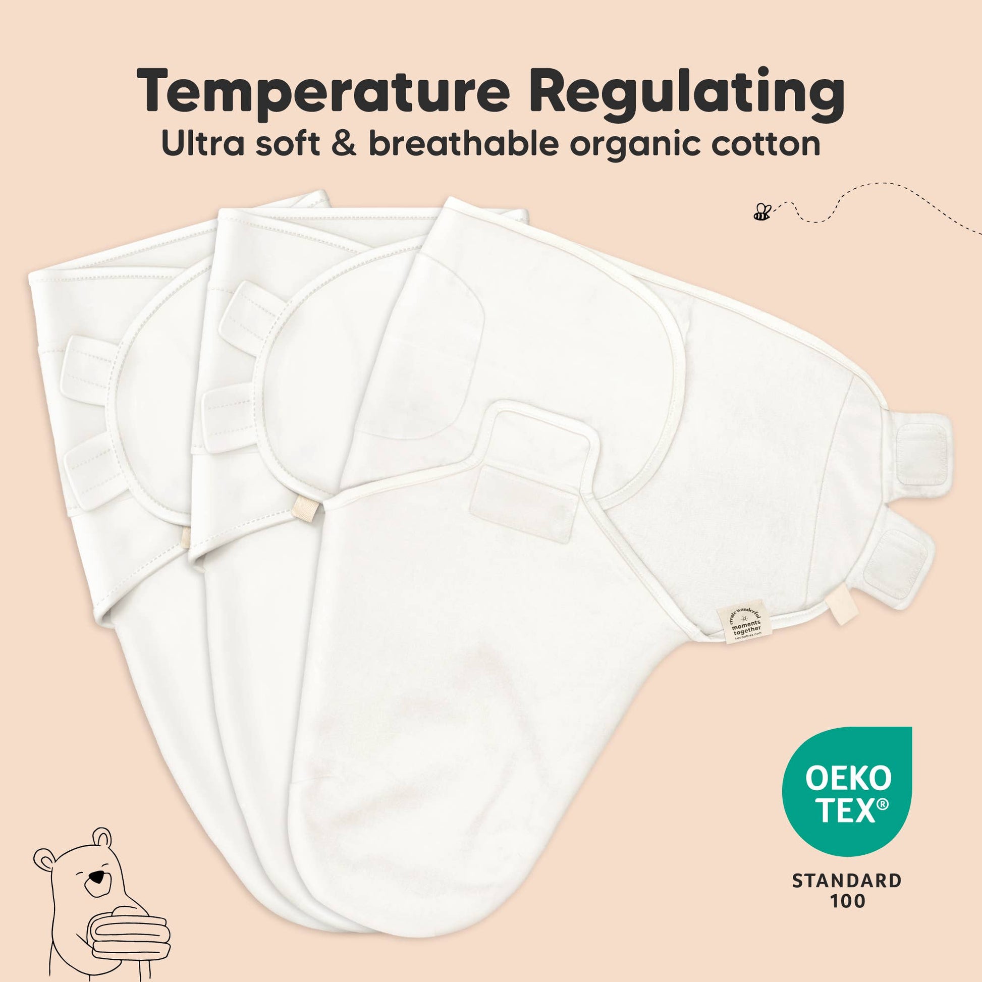 KeaBabies Soothe Baby Swaddles 3-Pack - Butterflies