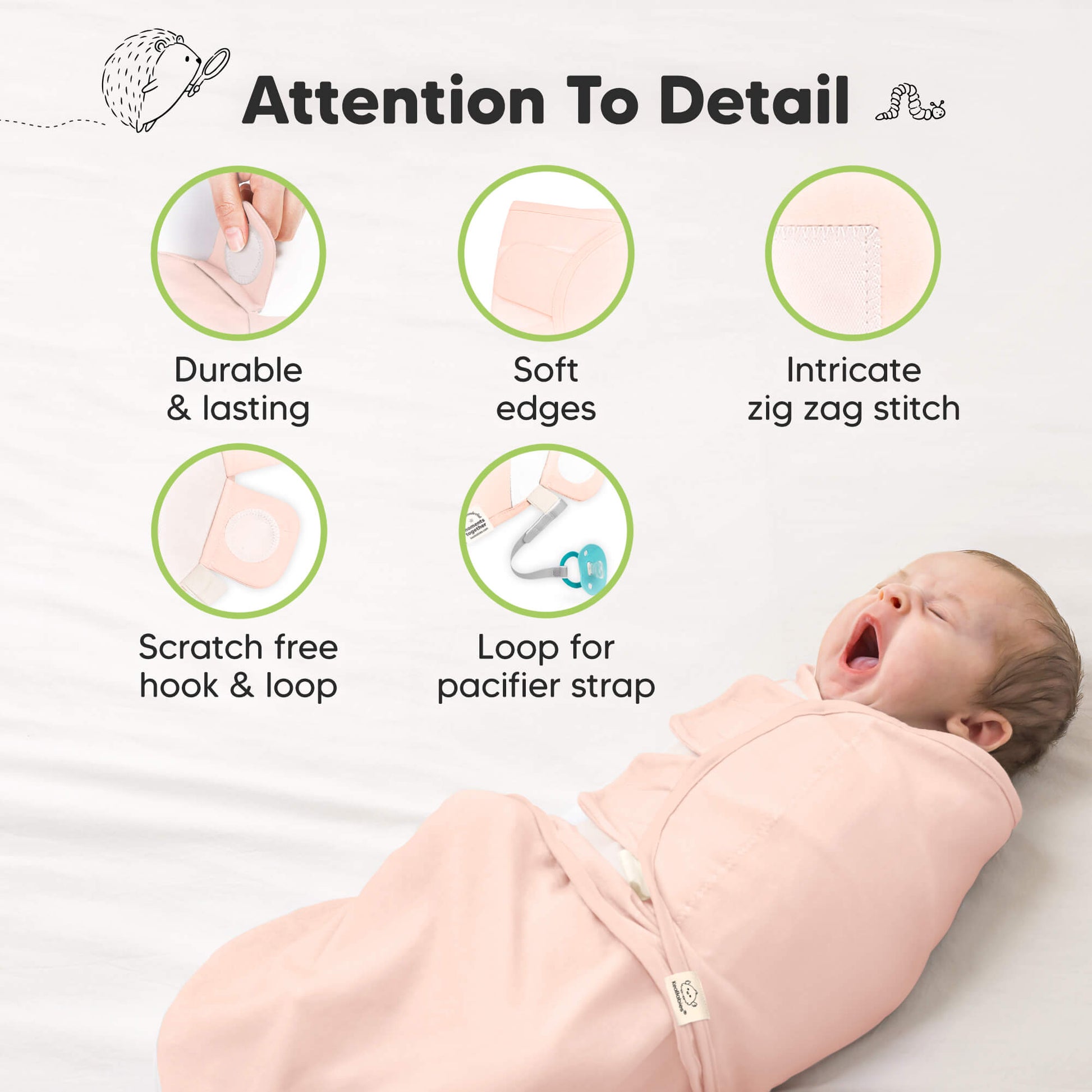 KeaBabies Soothe Baby Swaddles 3 Pack - Soft White image 10
