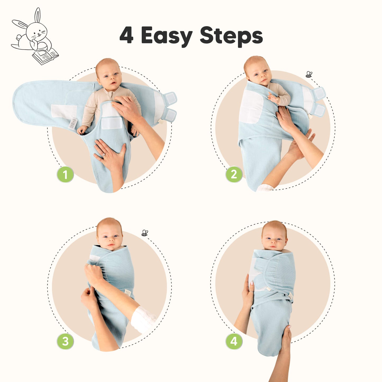 KeaBabies Soothe Wren Swaddle Sleep Sacks 3 Pack - Glacier image 4