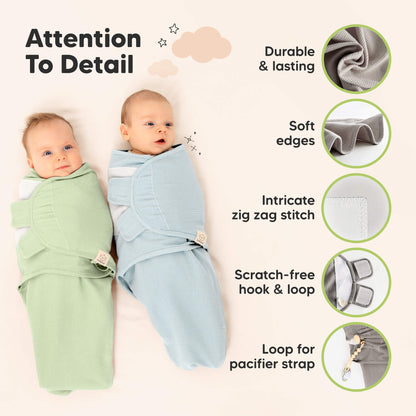 KeaBabies Soothe Wren Swaddle Sleep Sacks 3 Pack - Glacier image 8