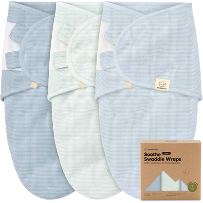 KeaBabies Soothe Wren Swaddle Sleep Sacks 3 Pack - Glacier