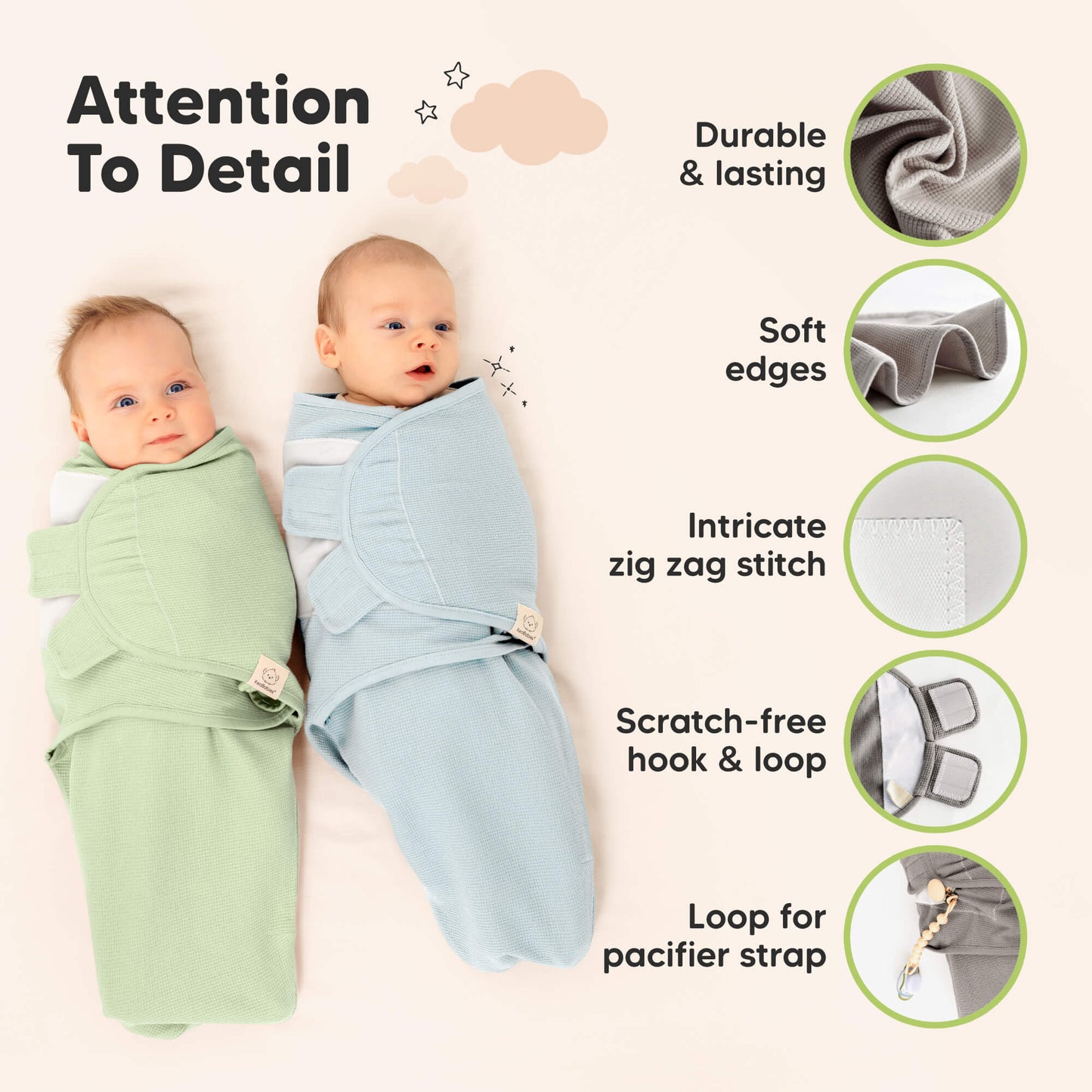KeaBabies Soothe Wren Swaddle Sleep Sacks 3 Pack - Roseate image 8