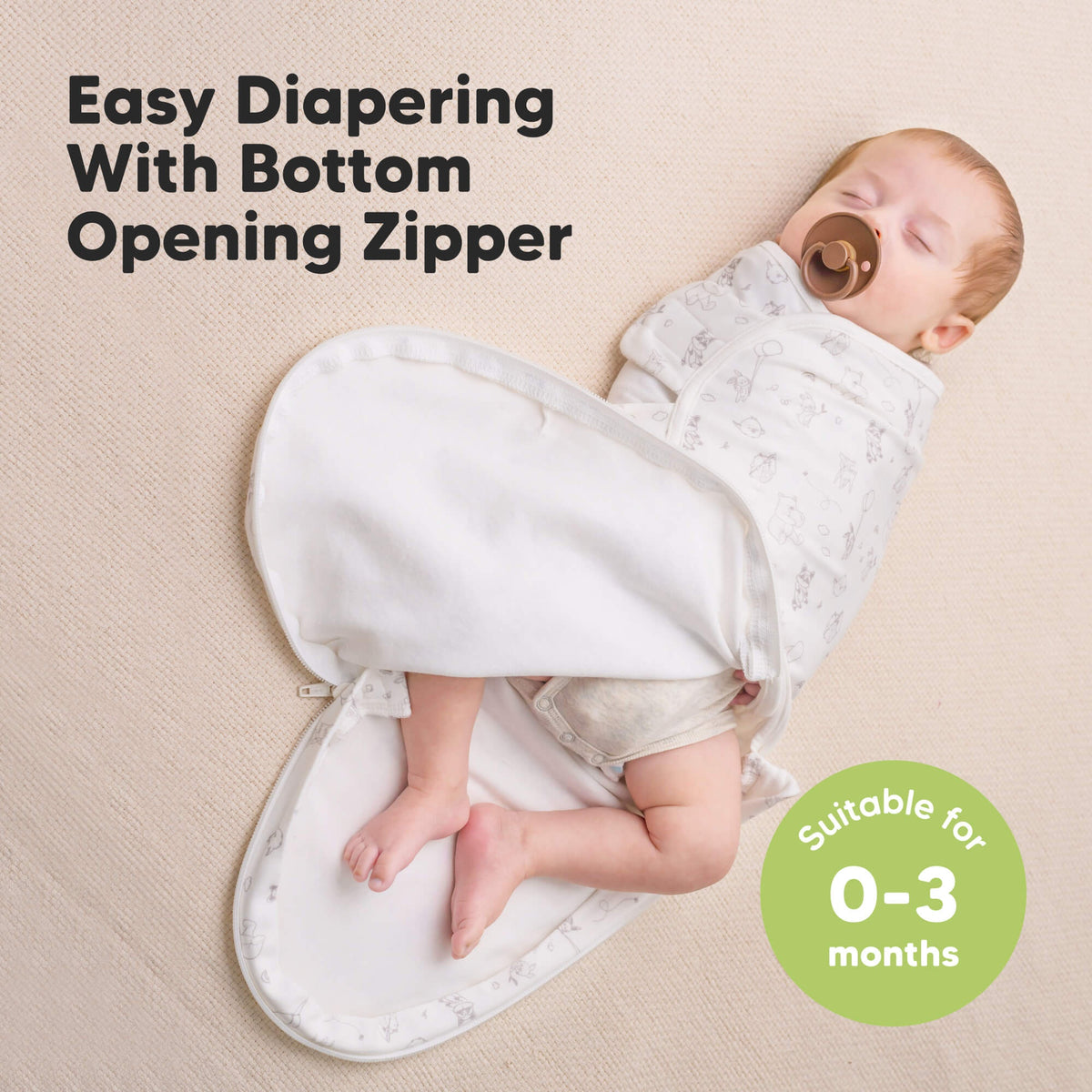 KeaBabies Soothe Zippy Baby Swaddles 3 Pack - Daffodil