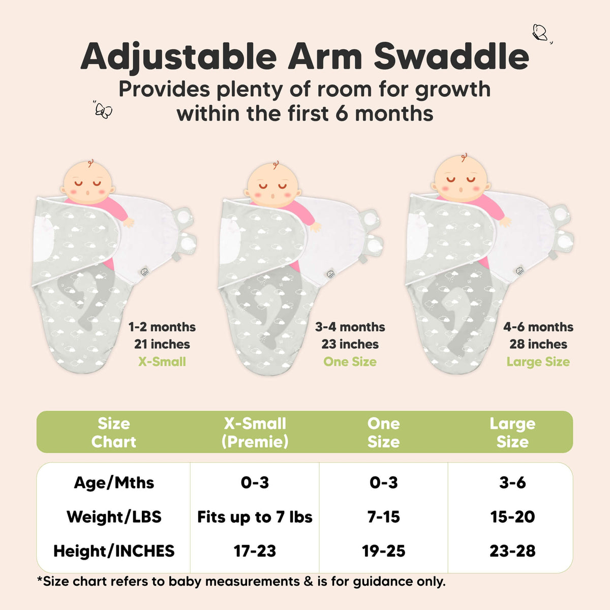 KeaBabies Soothe Zippy Baby Swaddles 3 Pack - Daffodil