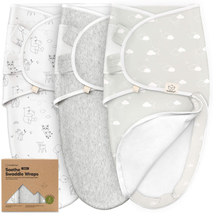 KeaBabies Soothe Zippy Baby Swaddles 3 Pack - Daffodil