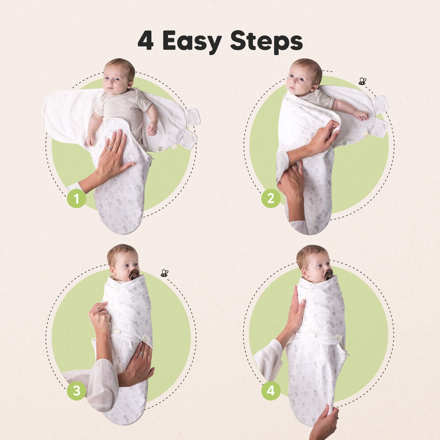 KeaBabies Soothe Zippy Baby Swaddles 3 Pack - Sage image 8