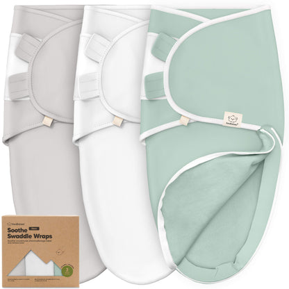 KeaBabies Soothe Zippy Baby Swaddles 3 Pack - Sage