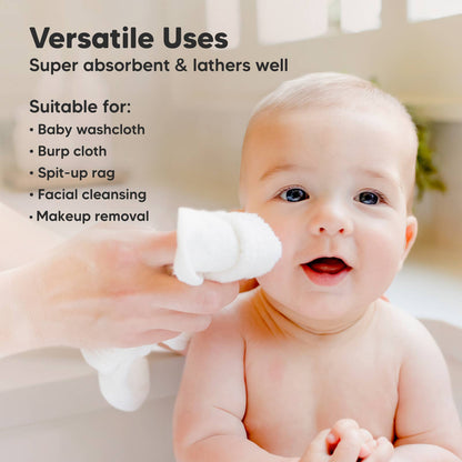 KeaBabies Baby Wash Cloths 6-Pack - White