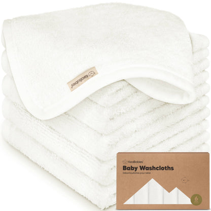 KeaBabies Baby Wash Cloths 6-Pack - White