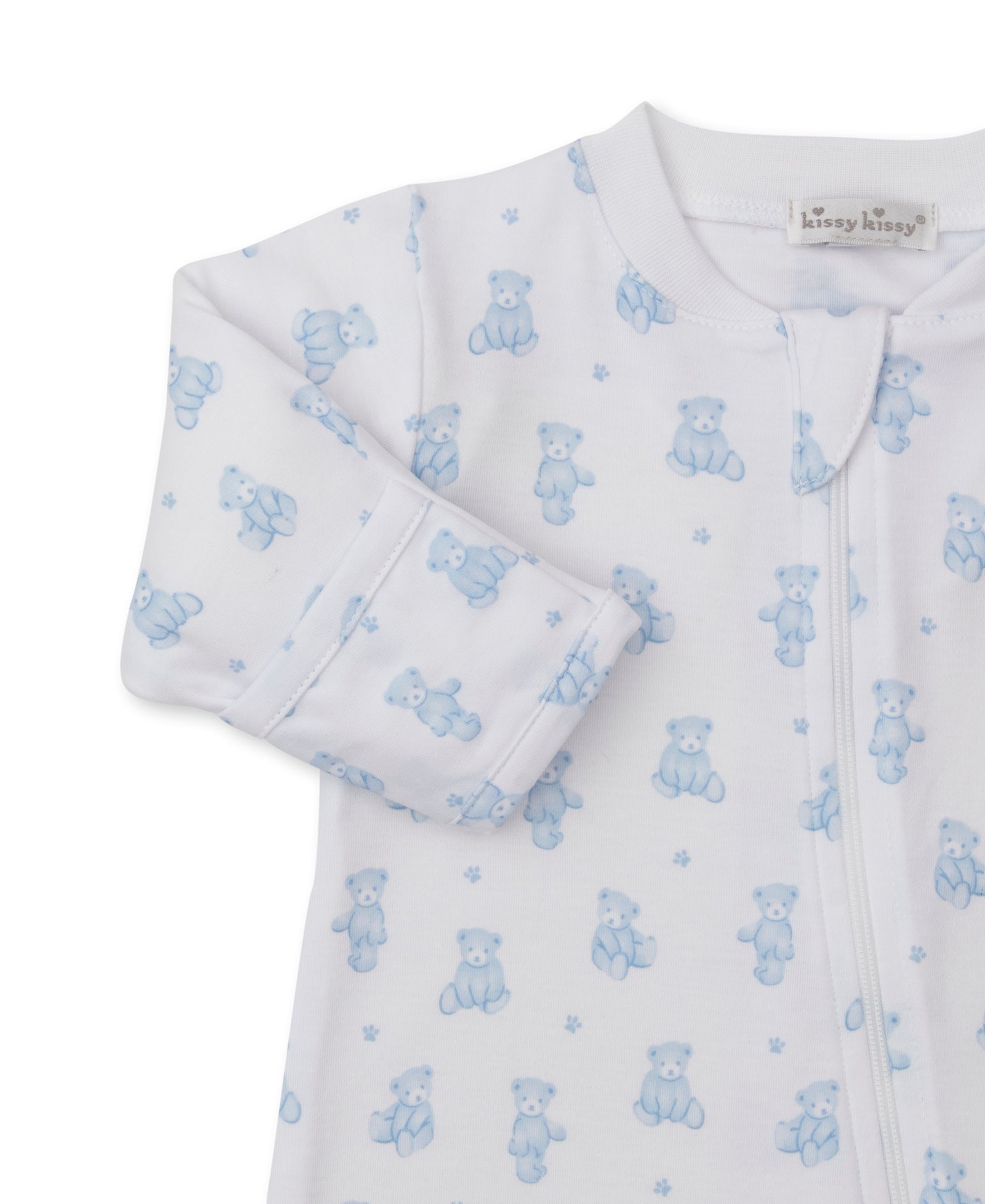 Kissy Kissy Footie w/ Zip - Teddy Bears, Light Blue, 3-6M - Image 2
