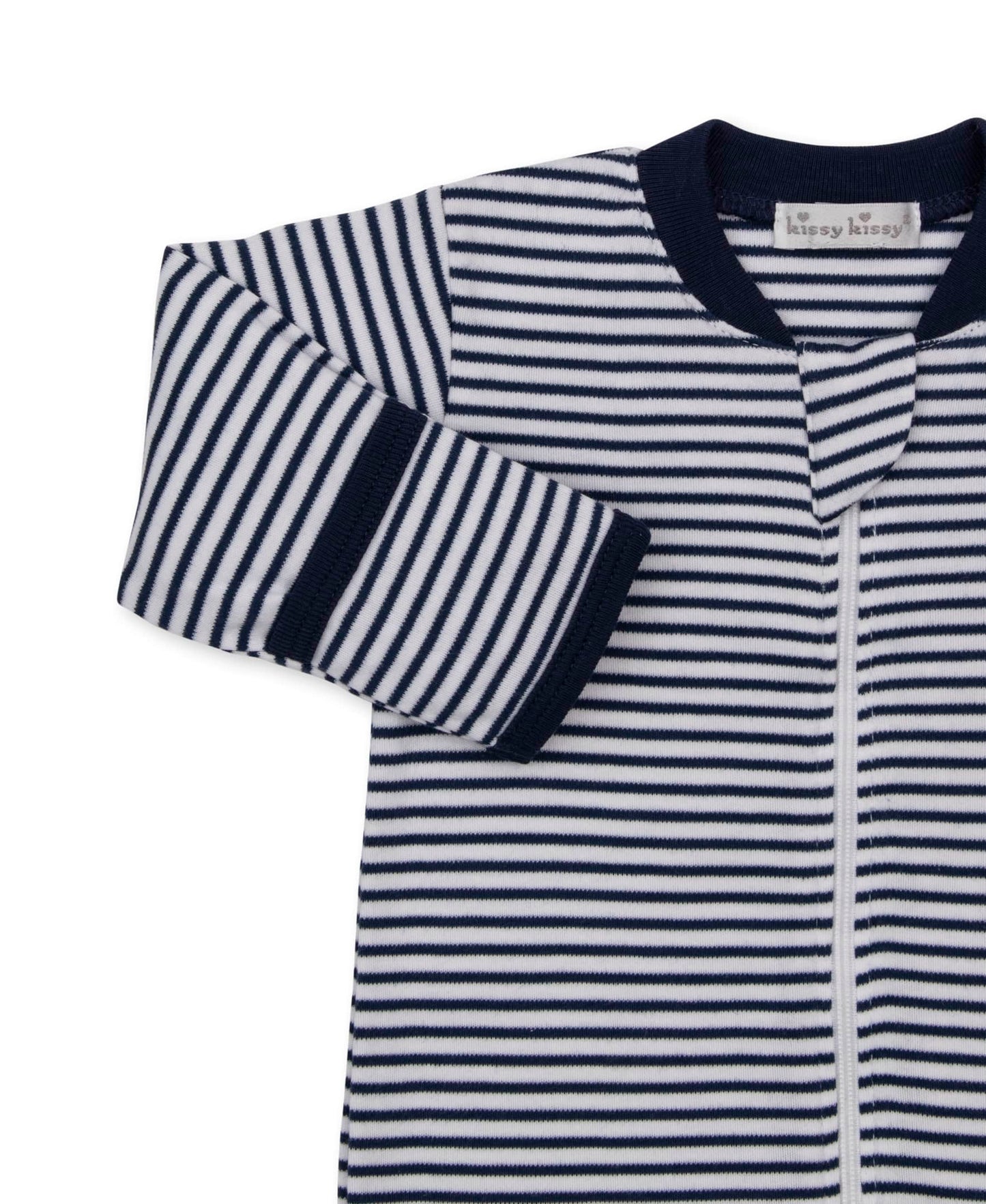 Kissy Kissy Zip Footie - Navy Stripe, 3-6M