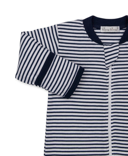 Kissy Kissy Zip Footie - Navy Stripe, 0-3M