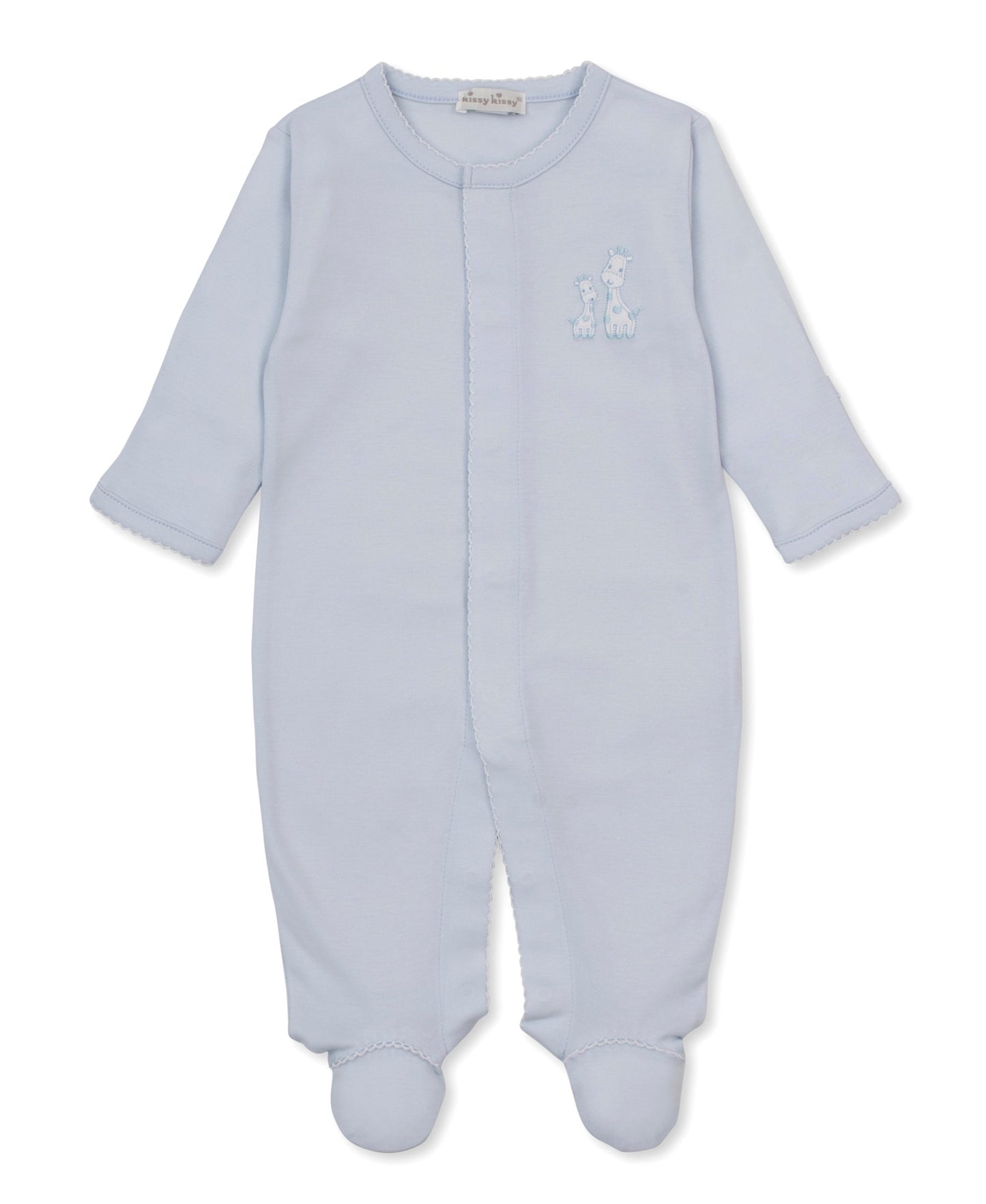 Kissy Kissy Giraffe Laughs Footie - Light Blue