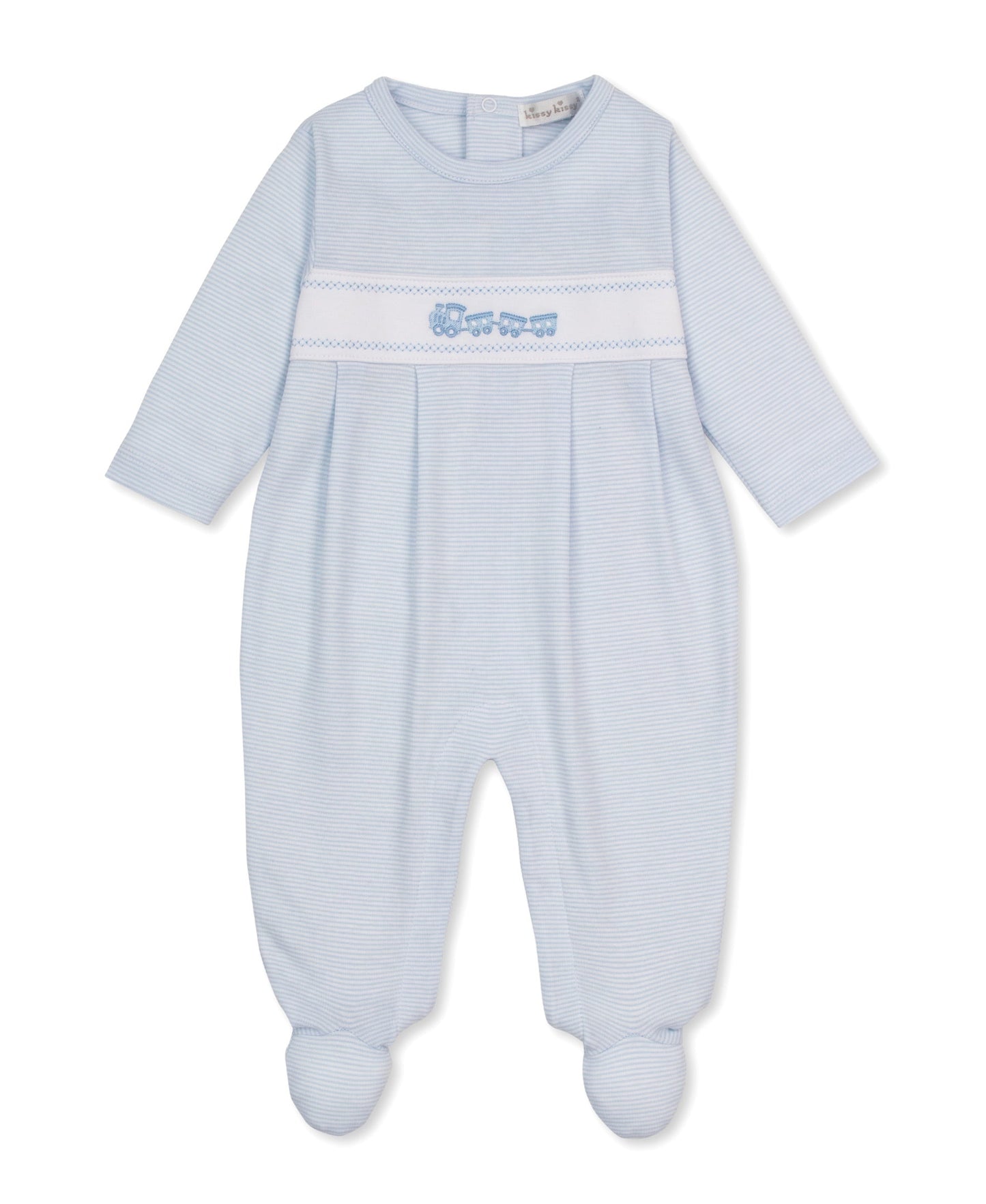 Kissy Kissy Stripe Footie - Classic Treasures Light Blue, 0-3M