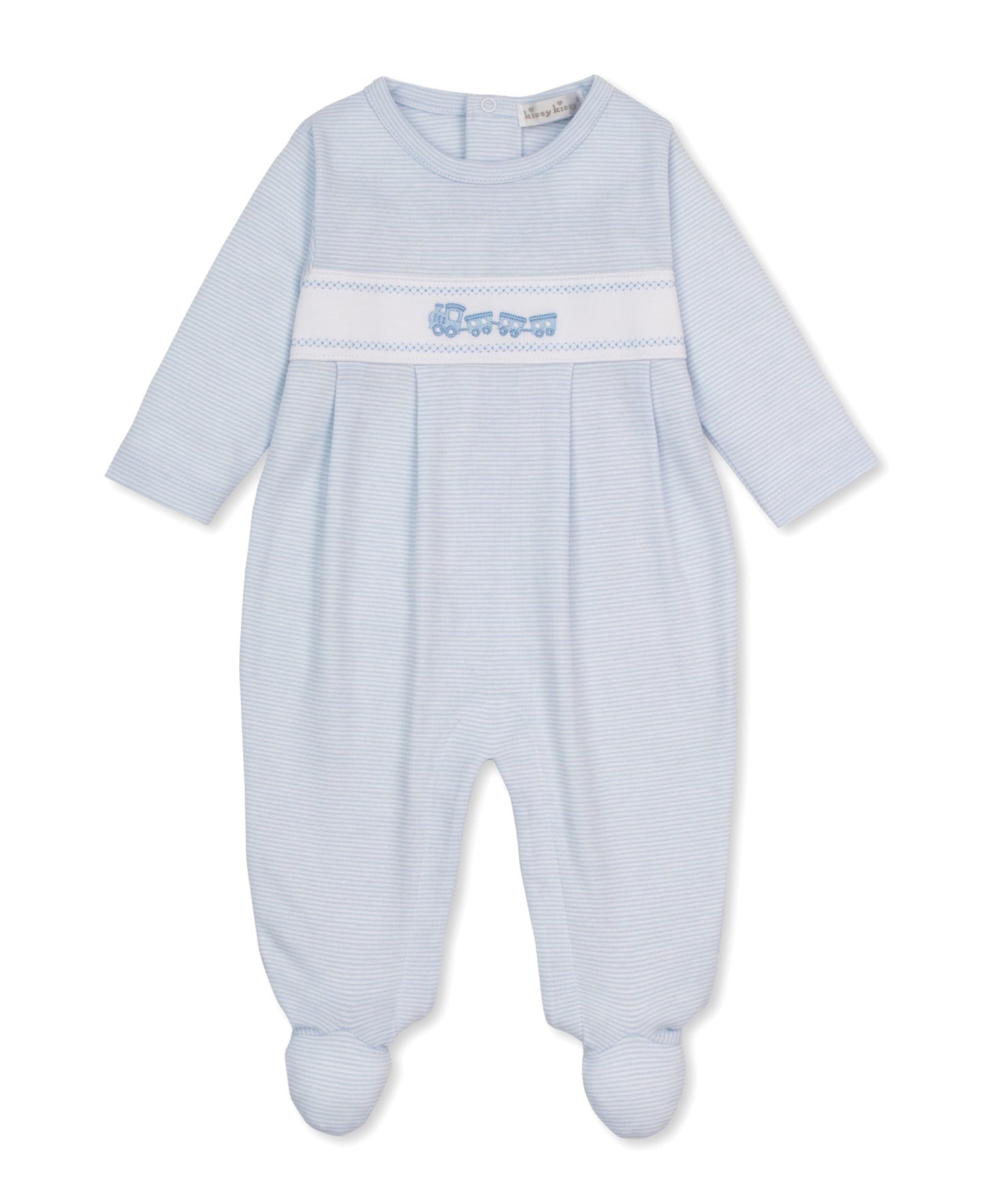 Kissy Kissy Classic Treasures Stripe Footie - Light Blue