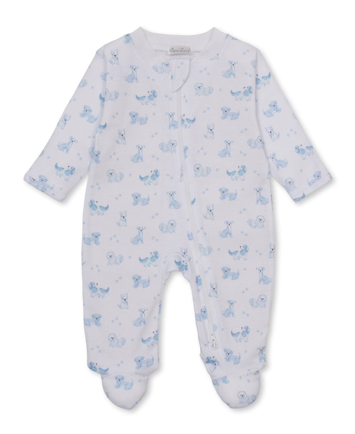 Kissy Kissy Footie w/ Zip - Puppy Paws, Light Blue, 0-3M