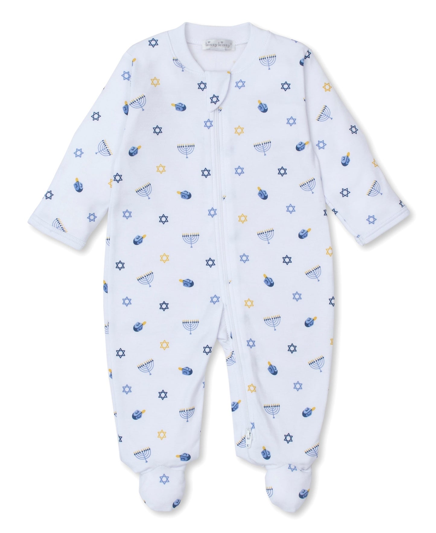 Kissy Kissy Zip Footie - My First Hanukkah Blue, Newborn