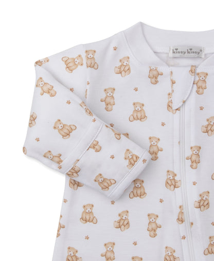 Kissy Kissy Footie w/ Zip - Teddy Bears, Tan, 0-3M - Image 2