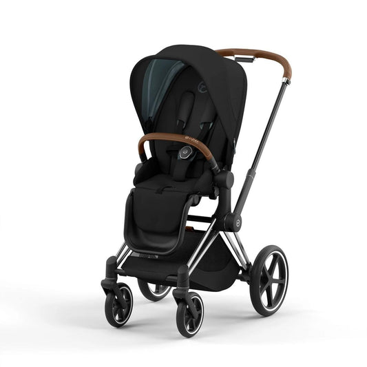Cybex Priam 4 Stroller Bundle - Chrome / Brown / Deep Black - 521003961-521003933