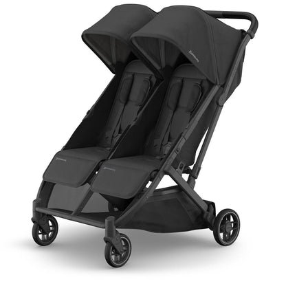 UPPAbaby Minu Duo Compact Double Stroller - Jake (Charcoal / Carbon Frame / Black Leather)