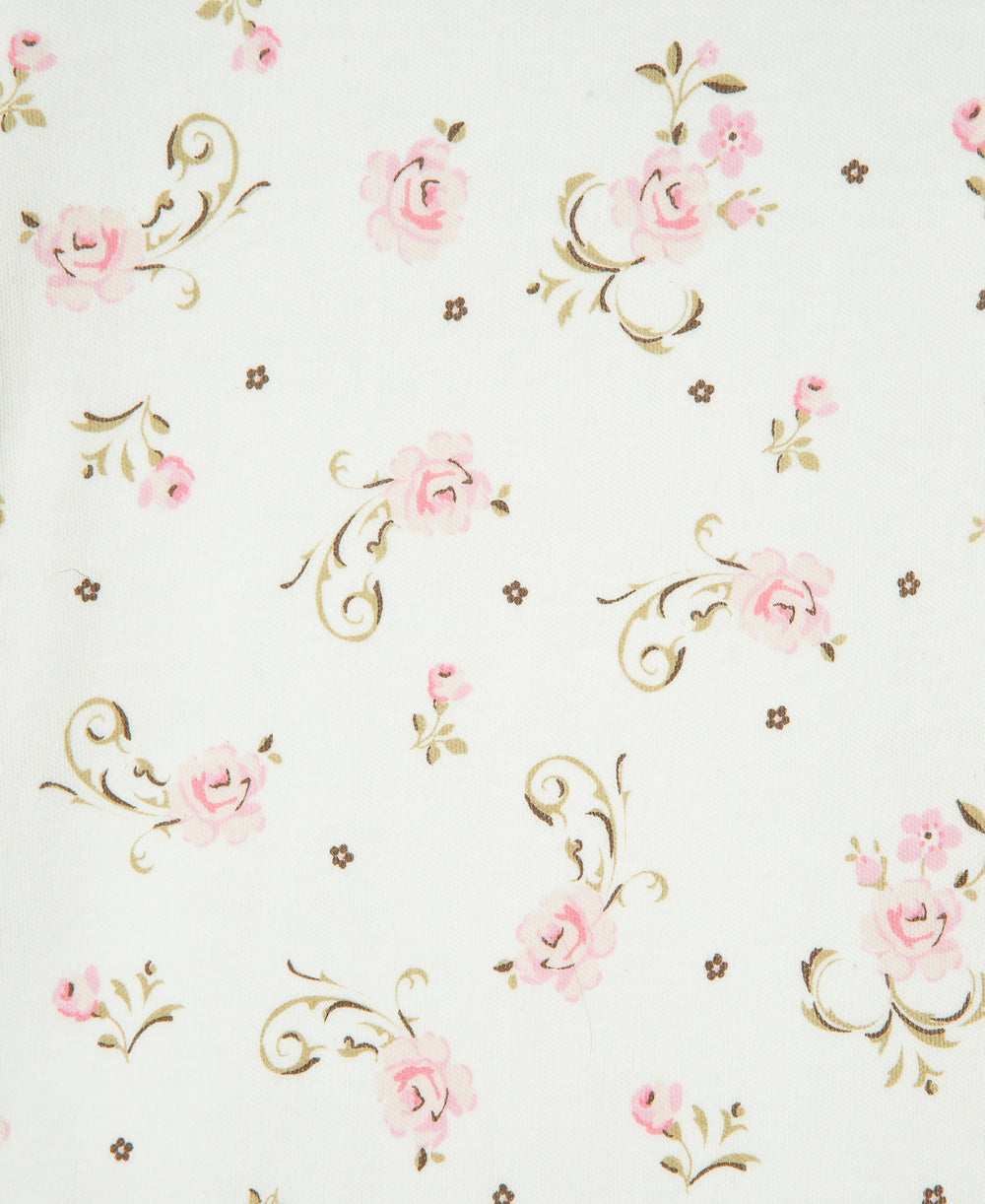 Little Me Vintage Rose Footed One-Piece And Hat - Ivory Print, NB