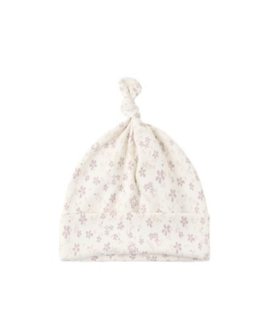 Quincy Mae Knotted Baby Hat Petite Fleur - Ivory, 0-6M