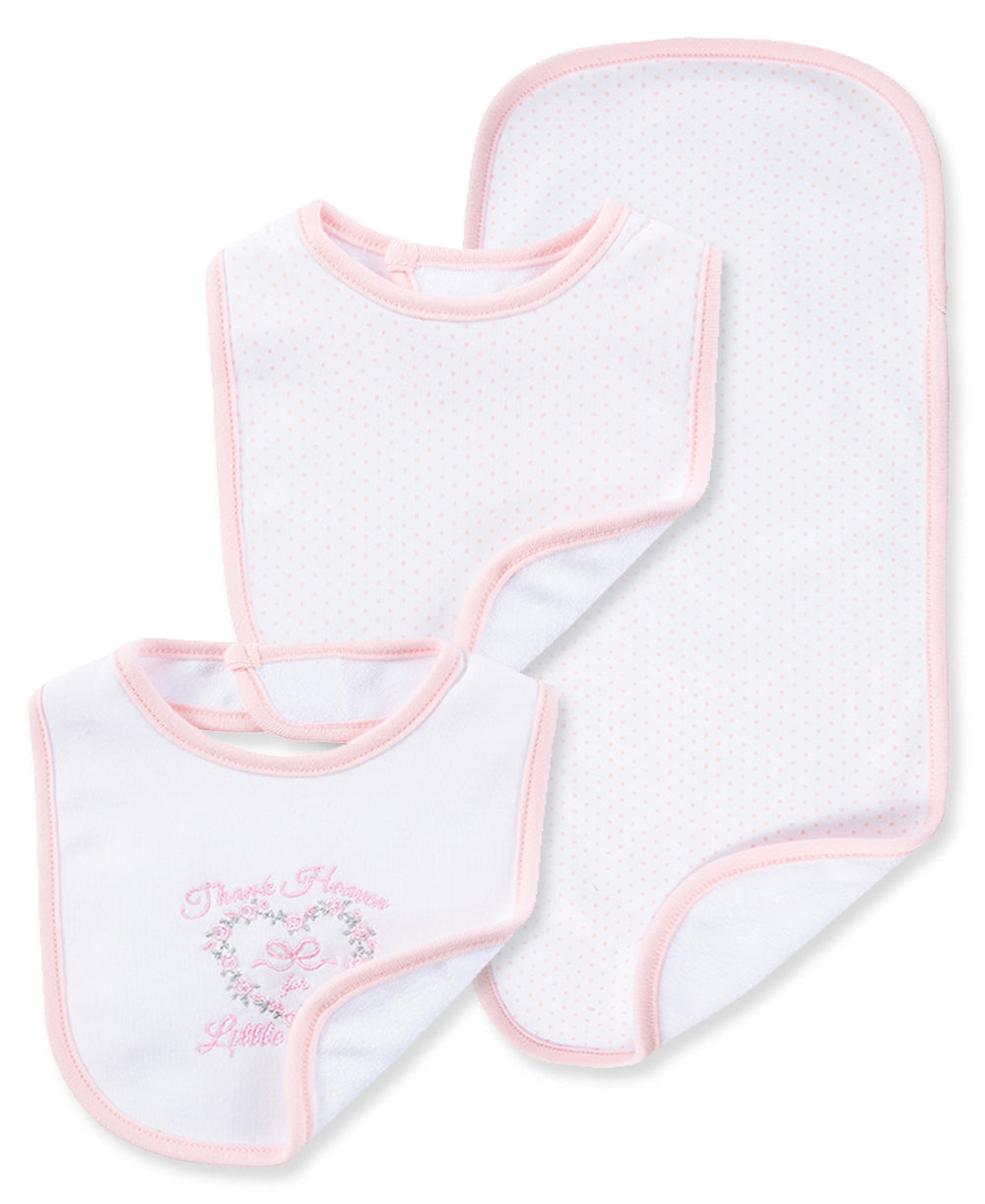 Little Me Thank Heaven For Little Girls Bib & Burp Set - Pink Multi, One Size