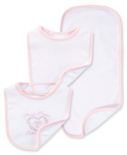 Little Me Thank Heaven For Little Girls Bib & Burp Set - Pink Multi, One Size