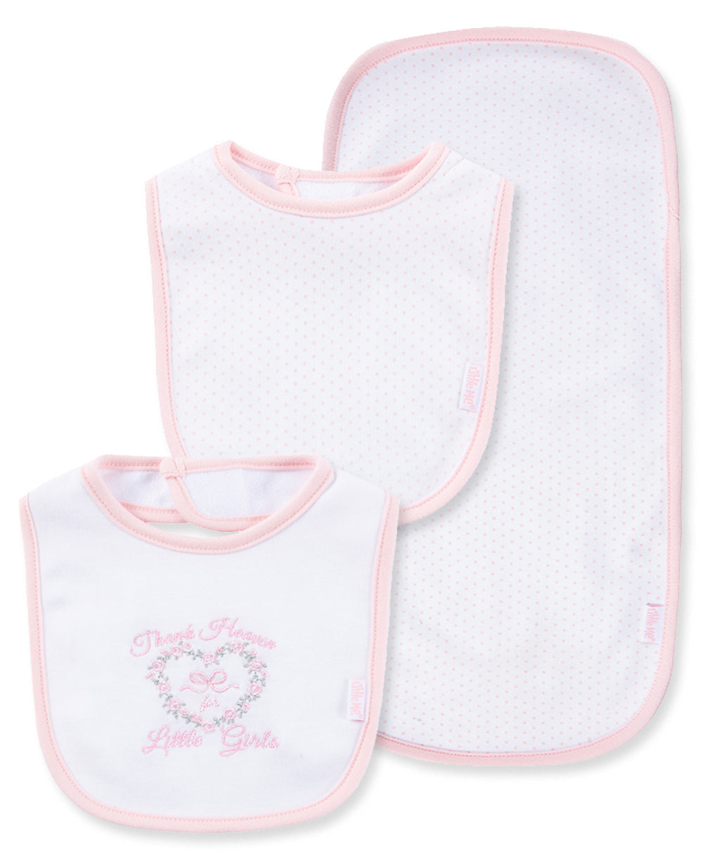 Little Me Thank Heaven For Little Girls Bib & Burp Set - Pink Multi, One Size