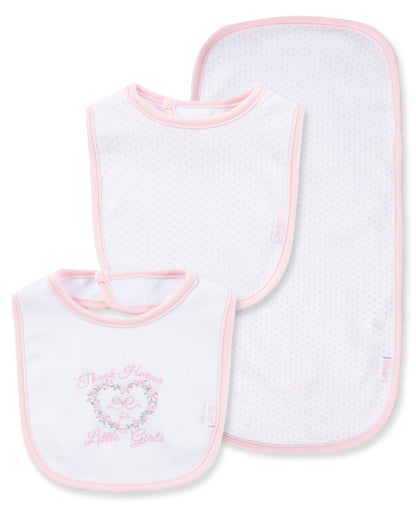 Little Me Thank Heaven For Little Girls Bib & Burp Set - Pink Multi, One Size