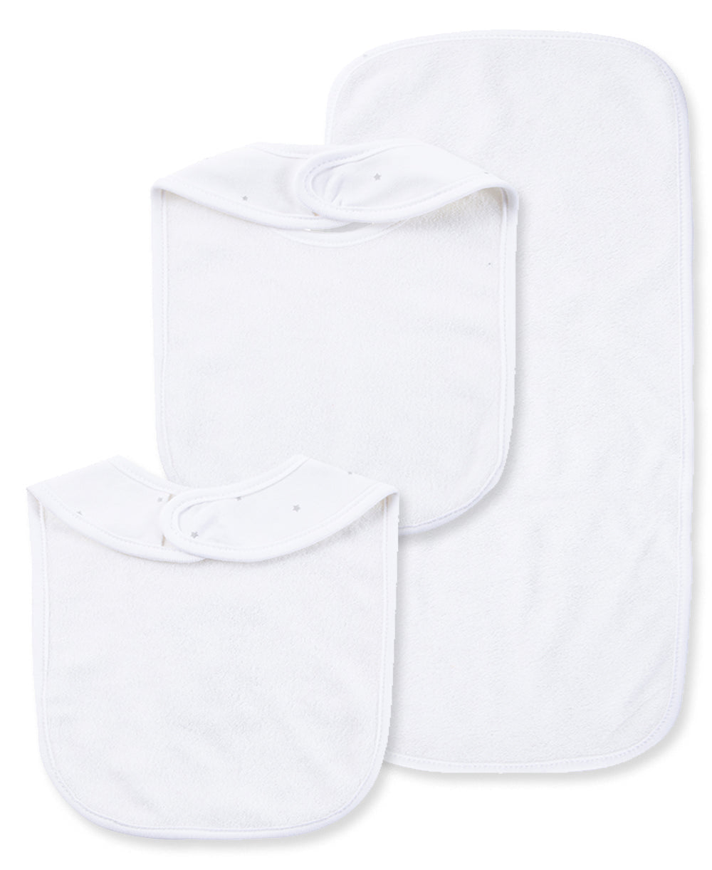 Little Me Welcome To The World Bib & Burp Set - White, One Size