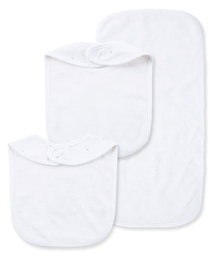 Little Me Welcome To The World Bib & Burp Set - White, One Size