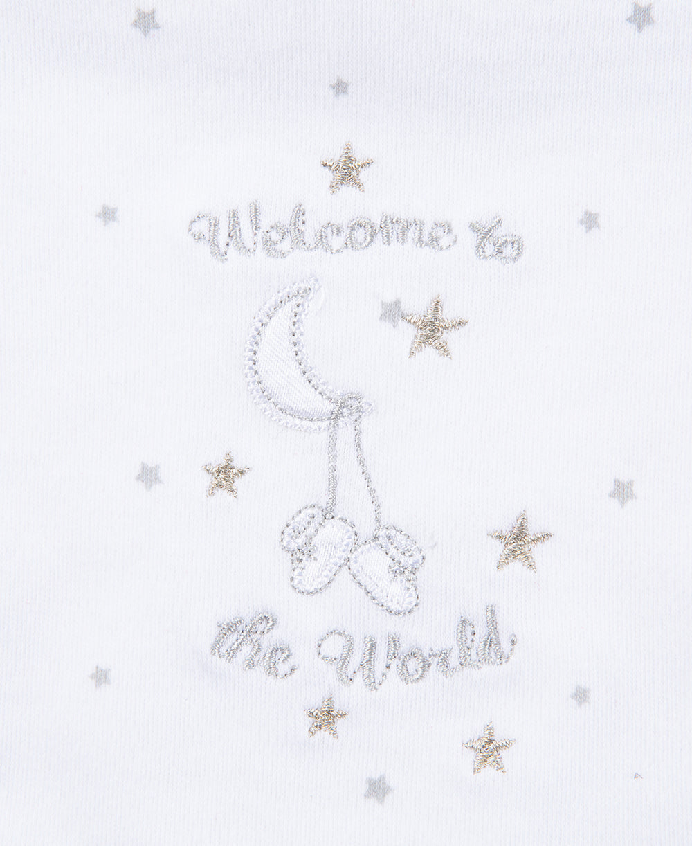 Little Me Welcome To The World Bib & Burp Set - White, One Size