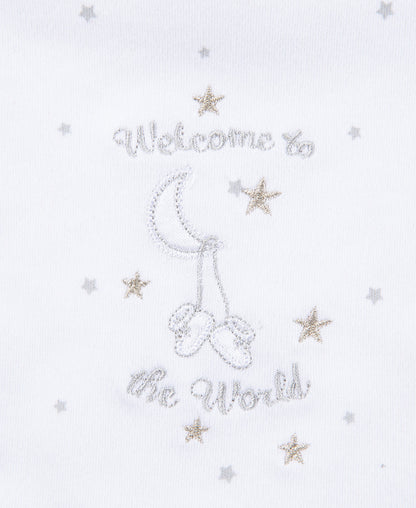 Little Me Welcome To The World Bib & Burp Set - White, One Size